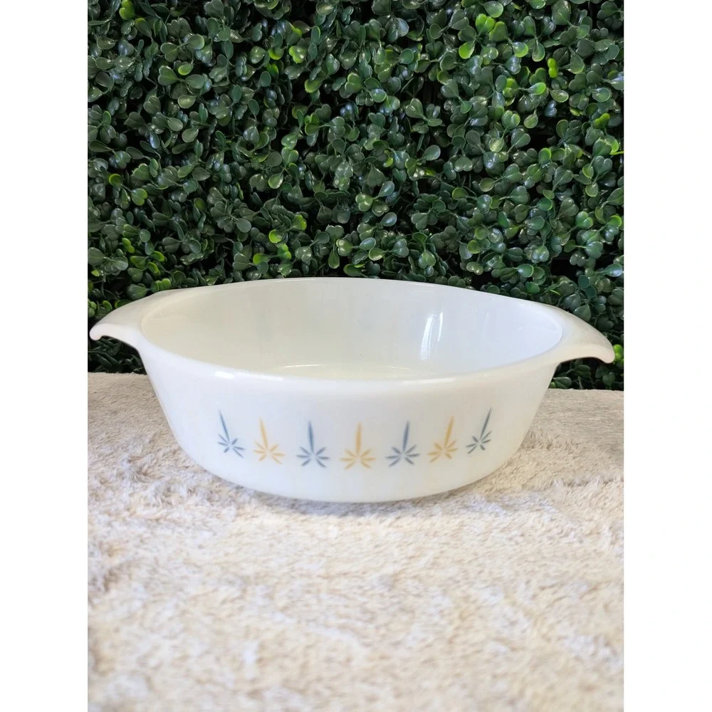 Vtg Fire-King Golden Starburst 1 Qt Casserole Dish Anchor Hocking USA P-1-B